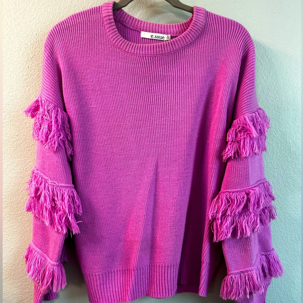 VICI sweater: fringe, purple, sweater size Medium
